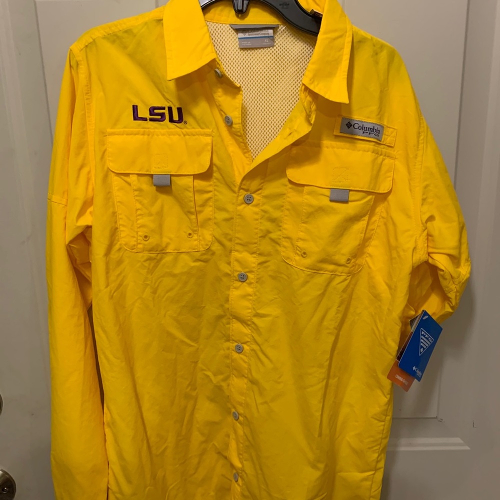 🔥 NEW Columbia PFG LSU TIGERS Long Sleeve Fishing Shirt Boy’s XL (18/20)